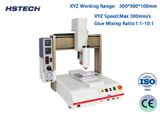 Dobra cena. 4-osiowa maszyna do dozowania kleju AB z zakresem roboczym 300*300*100mm, dokładnością powtarzania ±0.02mm i stosunkiem mieszania kleju 1:1-10:1 w Internecie