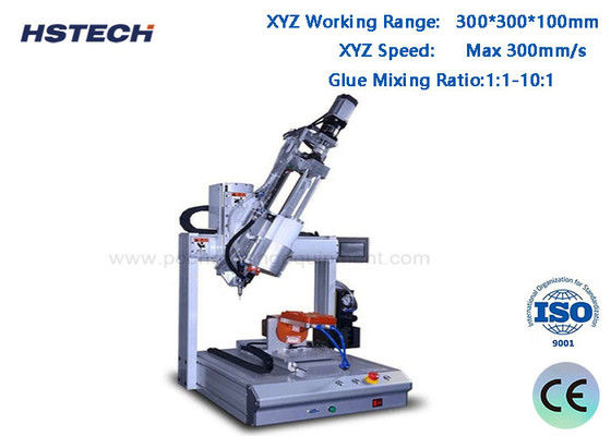 Dobra cena. 4-osiowa maszyna do dozowania kleju AB z zakresem roboczym 300*300*100mm, dokładnością powtarzania ±0.02mm i stosunkiem mieszania kleju 1:1-10:1 w Internecie